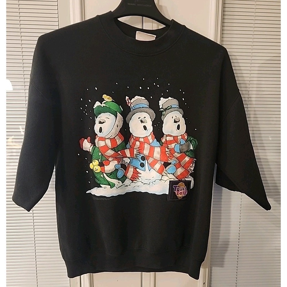 Vintage Touch Tone Ugly Christmas‎ Sweatshirt Mens Large Black Snowmen Crewneck
